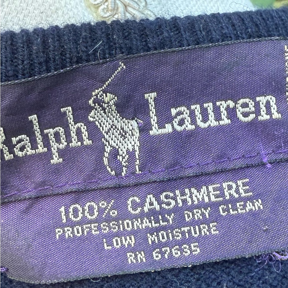 Ralph Lauren Navy Cashmere Short Sleeve - Picture 5 of 5